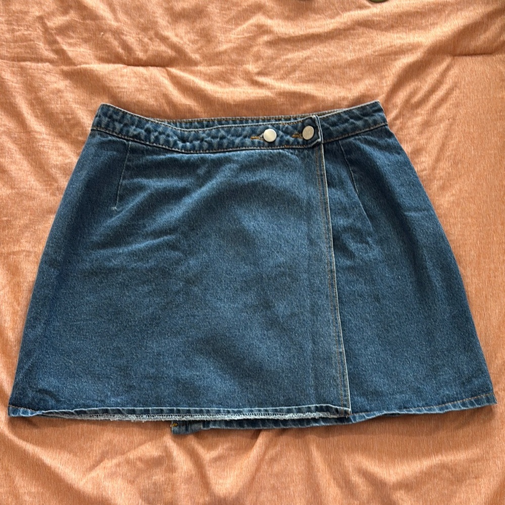 Amazon Blue Wrap Mini Skirt Casual
